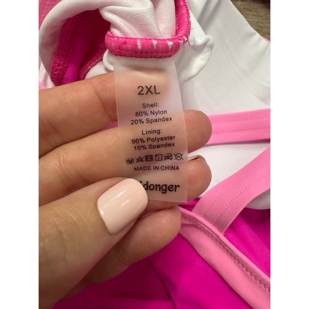 Aidonger Hot Pink Tankini Swim Top Adjustable Straps Plus Size 2XL NEW - Picture 8 of 9